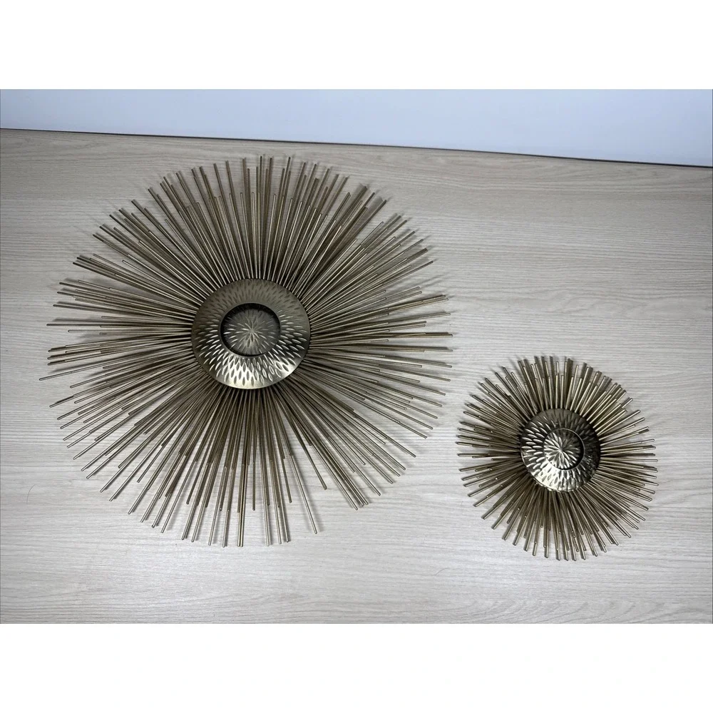 Starburst Metal MCM Wall‎ Decor Set Of 2 Wall Hanging Sun Star Excellent!